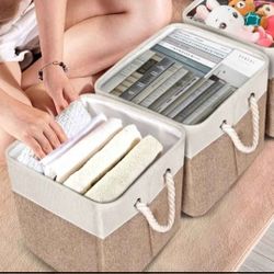 Brand new✨️ Set of 2 Cube Linen storage baskets 🧺