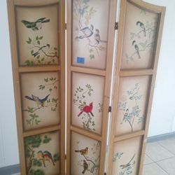 Antique Accordion Fold Room Divider H-68" L-49"