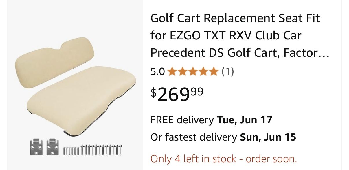 Golf Cart Replacement Seat Fit for EZGO TXT RXV Club Car Precedent DS Golf Cart, Factory Style Golf Cart Front Seat Cushions & Seat Back