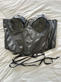 Black Faux Leather Bustier Corset Top