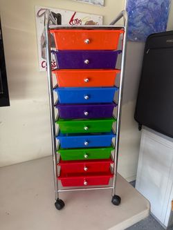 10-Drawer Rolling Storage Cart – Colorful Plastic Drawers