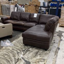 Brown Leather Sectional 