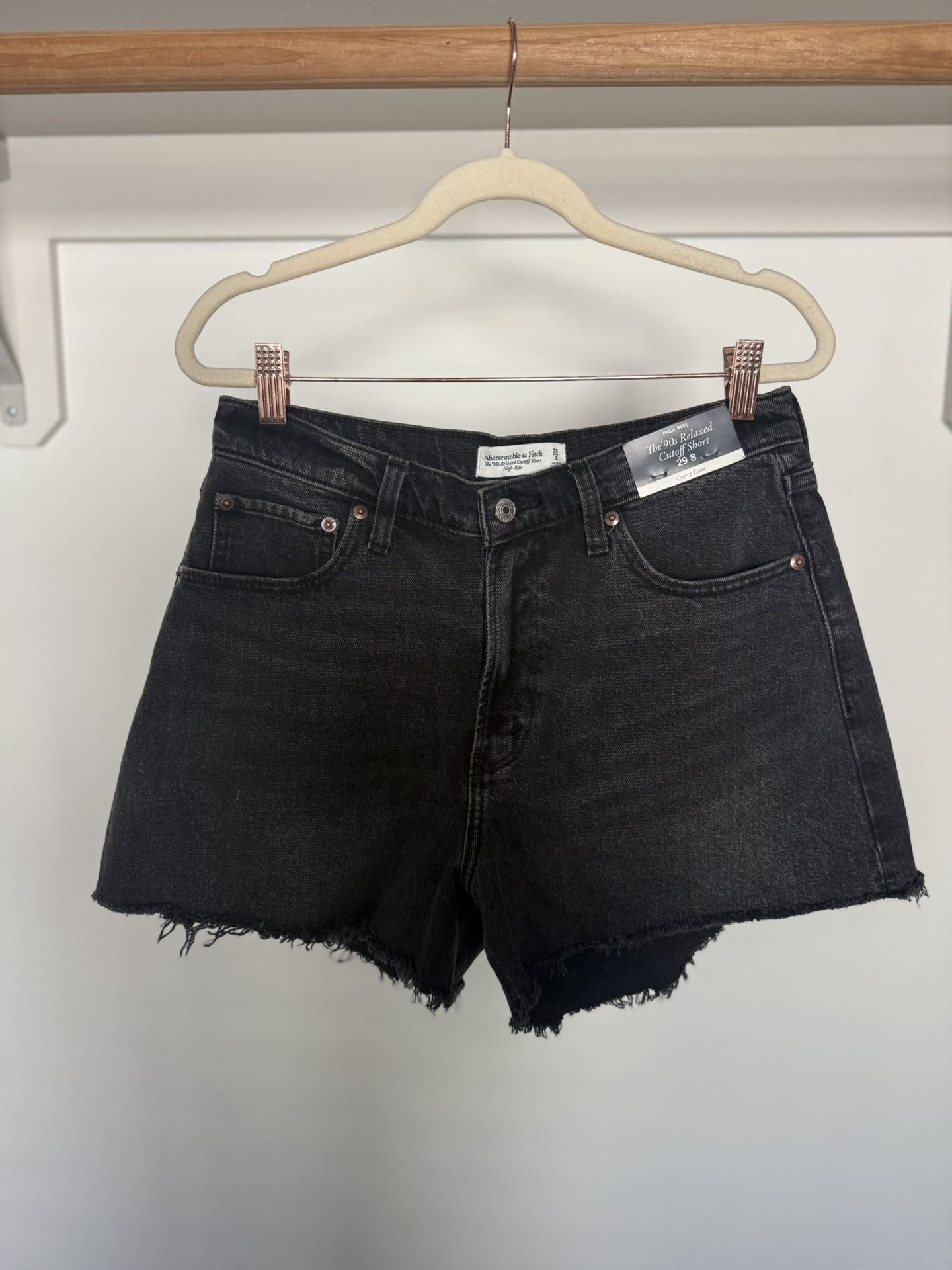Abercrombie Curve Love Black Denim Shorts – NWT