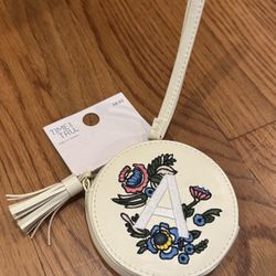 “A” Embroidered Initial Wristlet
