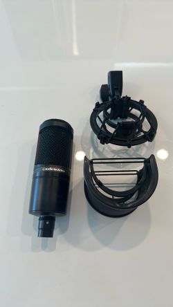 Audio-Technica AT2020 Cardoid Condensor Studio Microphone with AT8458 shock mount and pop filter