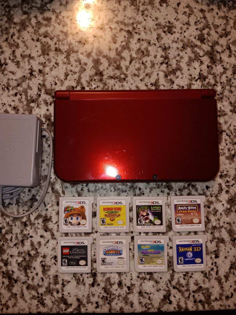 3DS XL "NEW" Nintendo System Console With 8 Games Donkey Kong + Mario 3D Land + Luigis Mansion + Rayman 3D + Lego Star Wars 