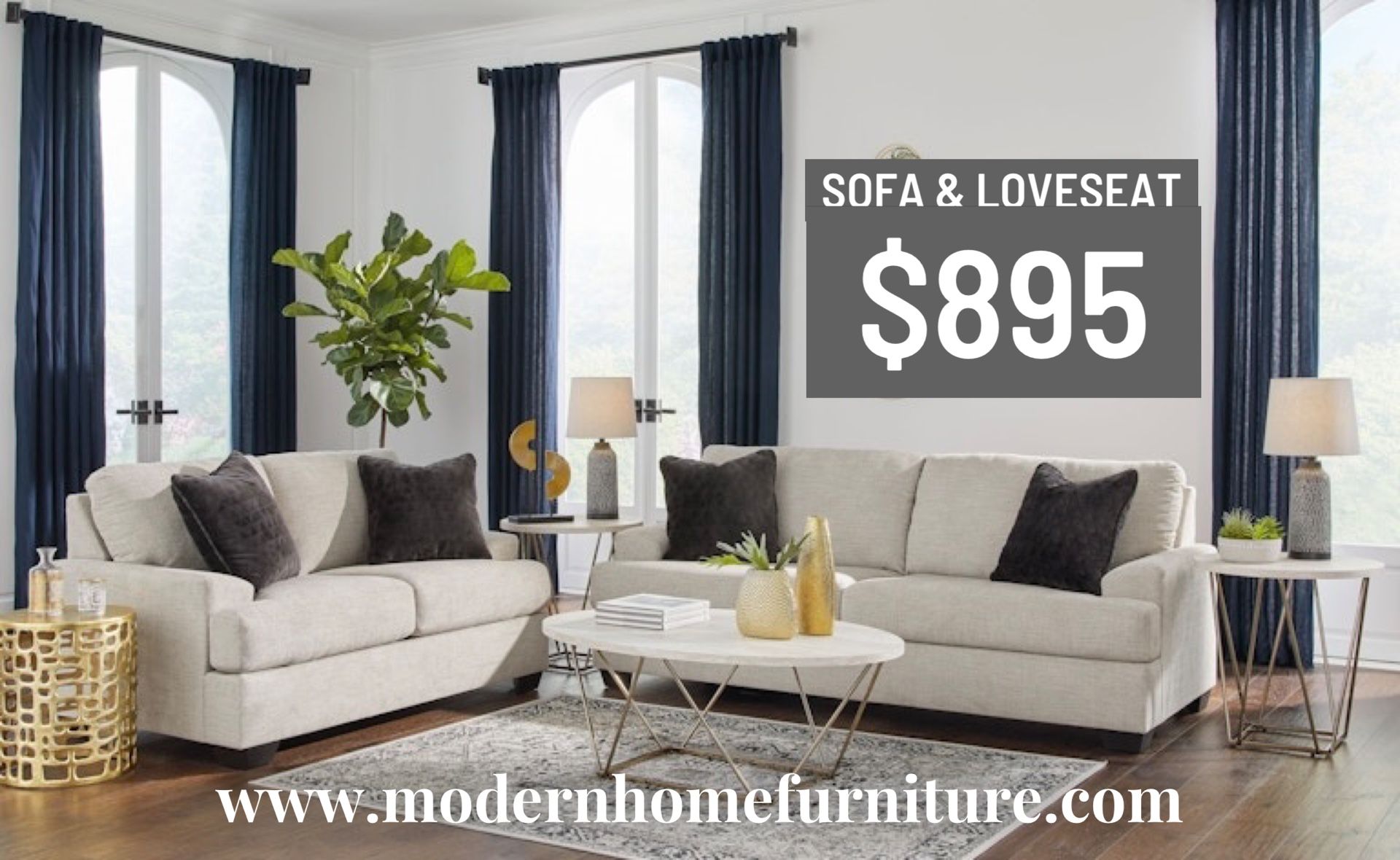 Sofa & Loveseat + FREE Delivery! 🚚 ( Modern Home Furniture) 
