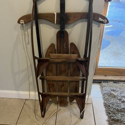 Older Sled , Wood , Metal  And Red