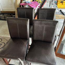 Classic Glass Top Table, With 3 Leather Chairs. 