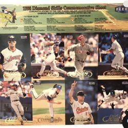 1998 DIAMOND SKILLS COMMEMORATIVE SHEET 8 UNCUT BASEBALL CARDS BY FLEER