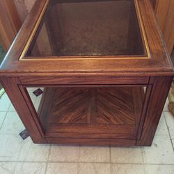 Pair Glass Top End Tables