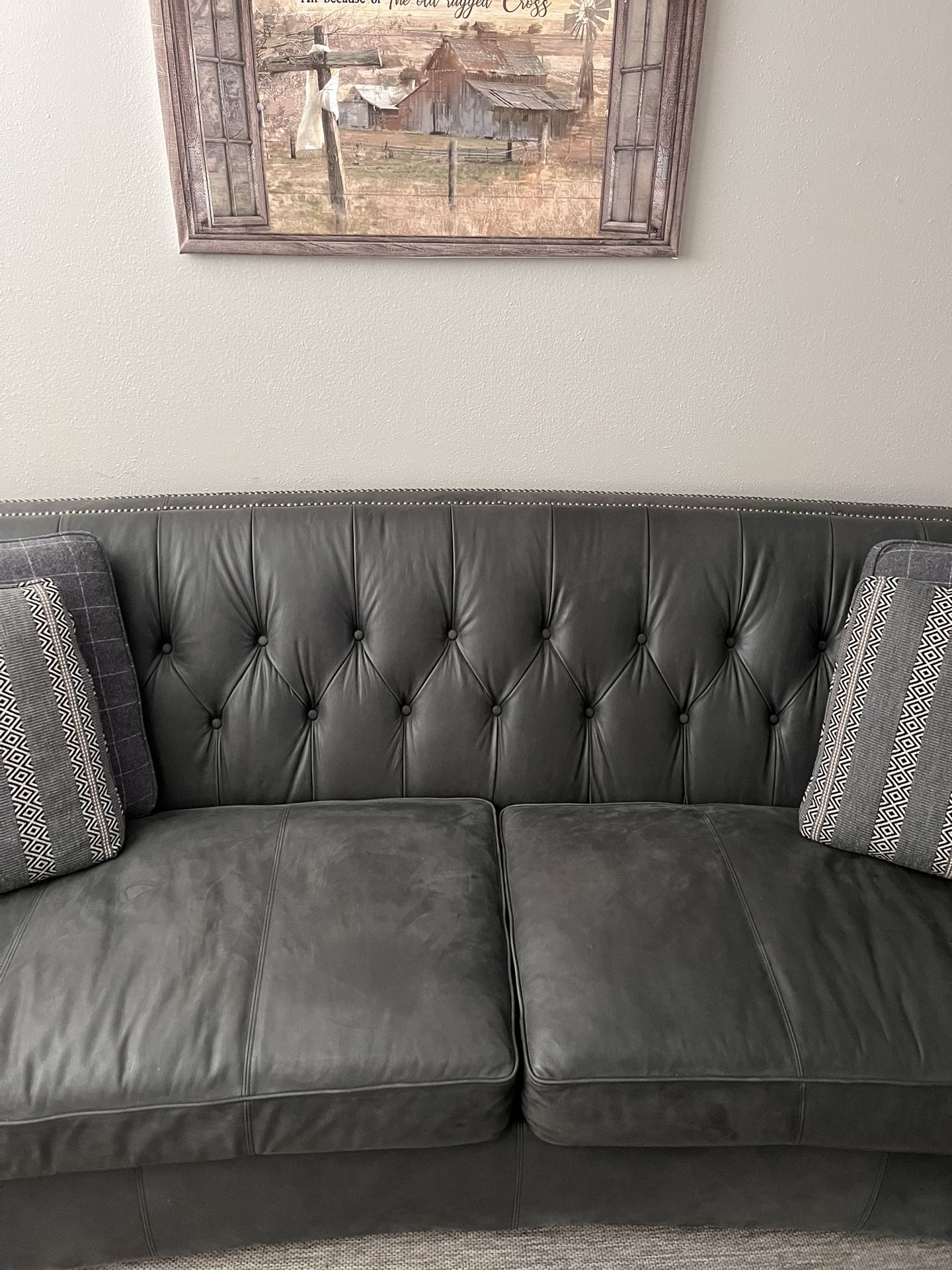 Bernhardt Candace 96” Sofa Gray Leather