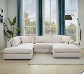 SOLD OUT IN STORES — Andee Bouclé Sectional + Ottoman