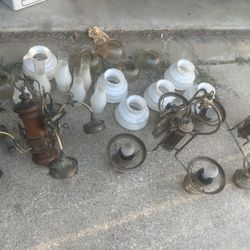 Vintage Brass Chandelier Lights Lot 