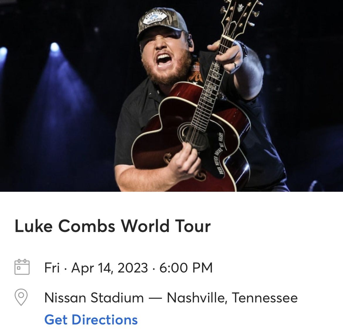 Luke Combs tickets In Nashville 4/14