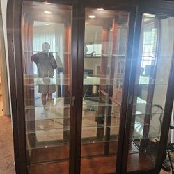 Wood And Glass China Cabinet With Light 