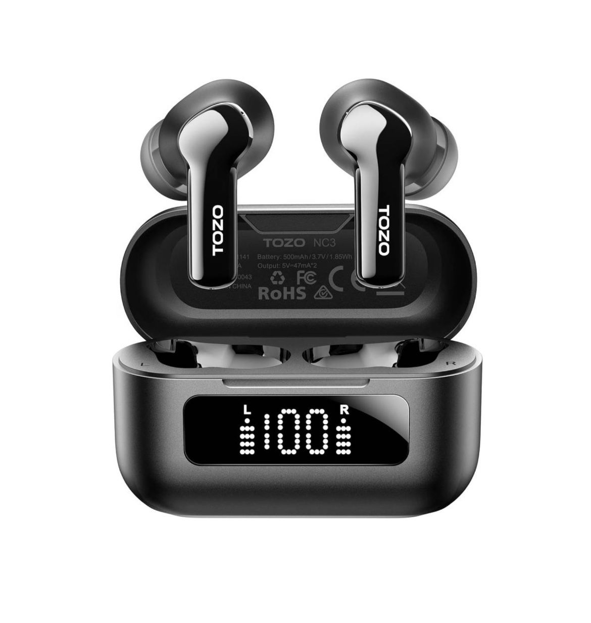 new Hybrid Active Noise Cancelling Wireless Earbuds with 6 Mics AI Clear Call Ear Buds 55H Playtime with LED Display 32 Preset EQs via APP Bluetooth 5