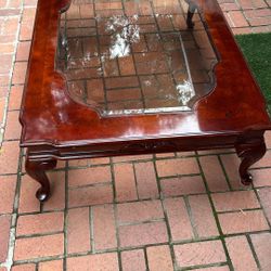 Antique Coffee Table With Tinted Glass