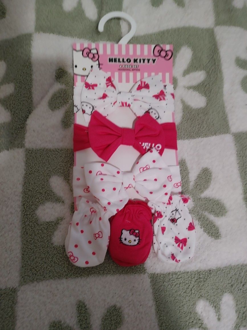 6-Set Hello Kitty Headbands And Mittens - New