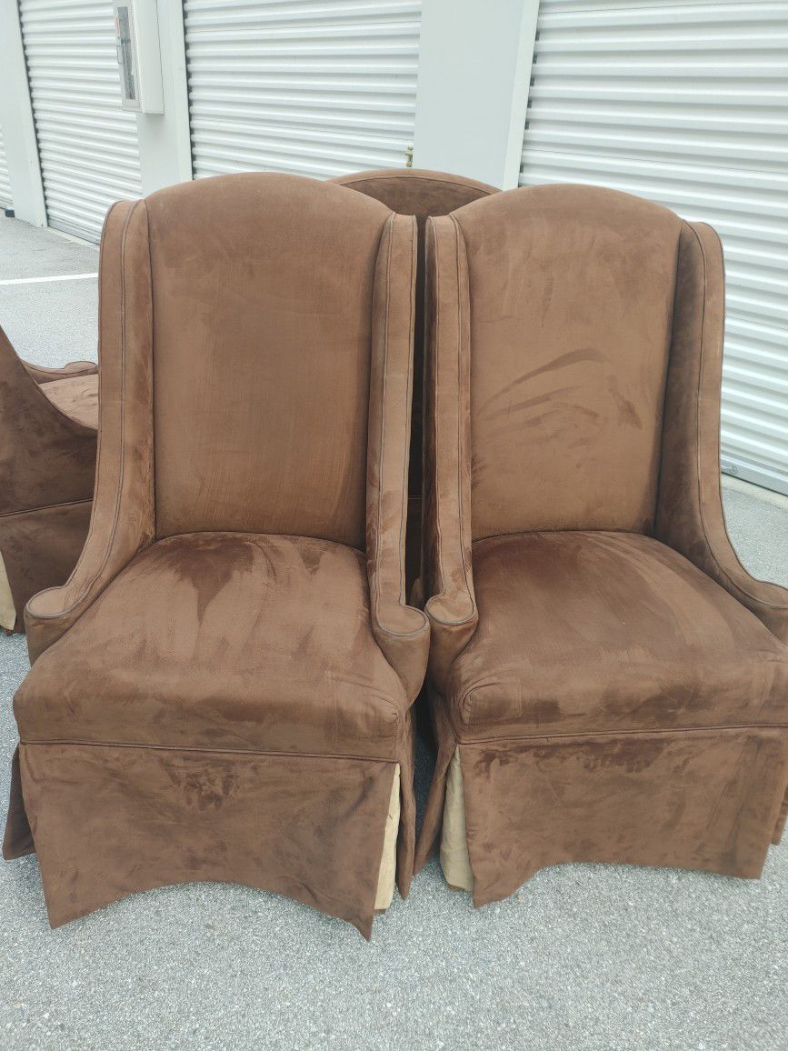 4 High Back Parsons Chairs Suede