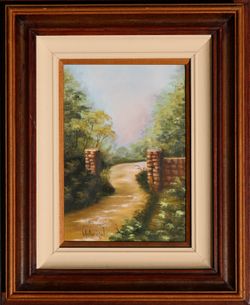 River vintage framed oil painting original artwork landscape