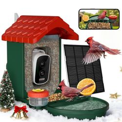 2-in-1 Smart Wild Bird Feeder & Bath with 4K HD Camera, AI Identification Solar Bird Feeder Watching Camera Night Vision