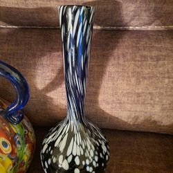 Murano Speckled And Swirrled Glass Vase 