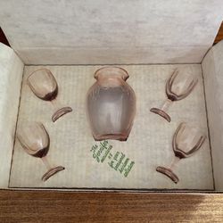 Mosser Glass Jennifer Set Pink #8 Complete Childs Miniature Set In Original Box