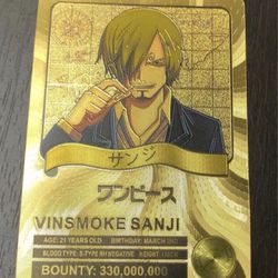 24k Gold Foil Plated One Piece Anime Card