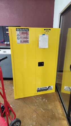 Justrite Flammable Liquid Storage Cabinet.