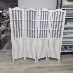 4 Panel Room Divider  , White Color, SKU#107043-WH