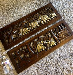 Wooden elephant carvings
