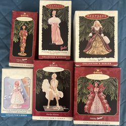 Barbie Hallmark 1996 holiday vintage ornaments(6), never taken out of boxes