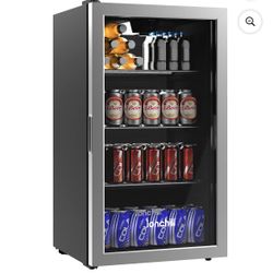 Ionchill 115-Can Mini Fridge, Compact Beverage Standard Door Refrigerator