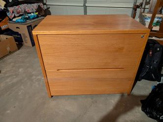 Solid Oak 2-Drawer Filing Cabinet / Deep Storage Nightstand