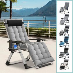 Ergonomic Adjustabe Zero Gravity Chair with Portable Outdoor Folding Chaise Lounge Chairs