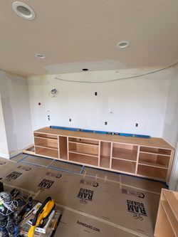 Custom Built-In Plywood Entertainment Center Cabinet