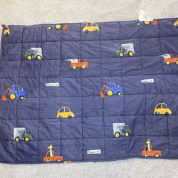 Uttermara Weighted Blanket 5 lbs, Ultra Cozy Minky Fleece and Cotton Sided with Cartoon Patterns, Reversible Heavy Blanket, 36x48 in, Blue Car World