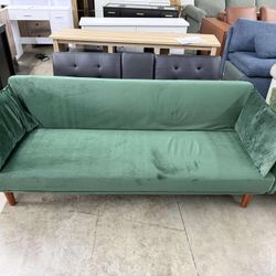 76" Velvet Futon Convertible Sofa Bed, 3 Seater Arm Couch(little damage)
