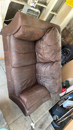Brown genuine leather sofa set 3 pieces