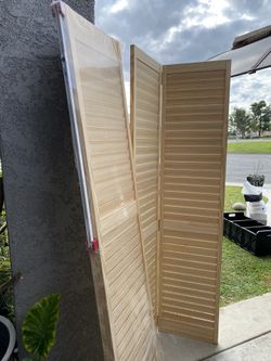 Folding Wood Doors Set Of 2. Size In Post. never Used Installation Hardware Incl.
