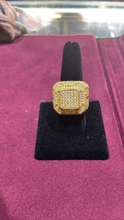 Gold-Tone CZ Iced Out Statement Ring