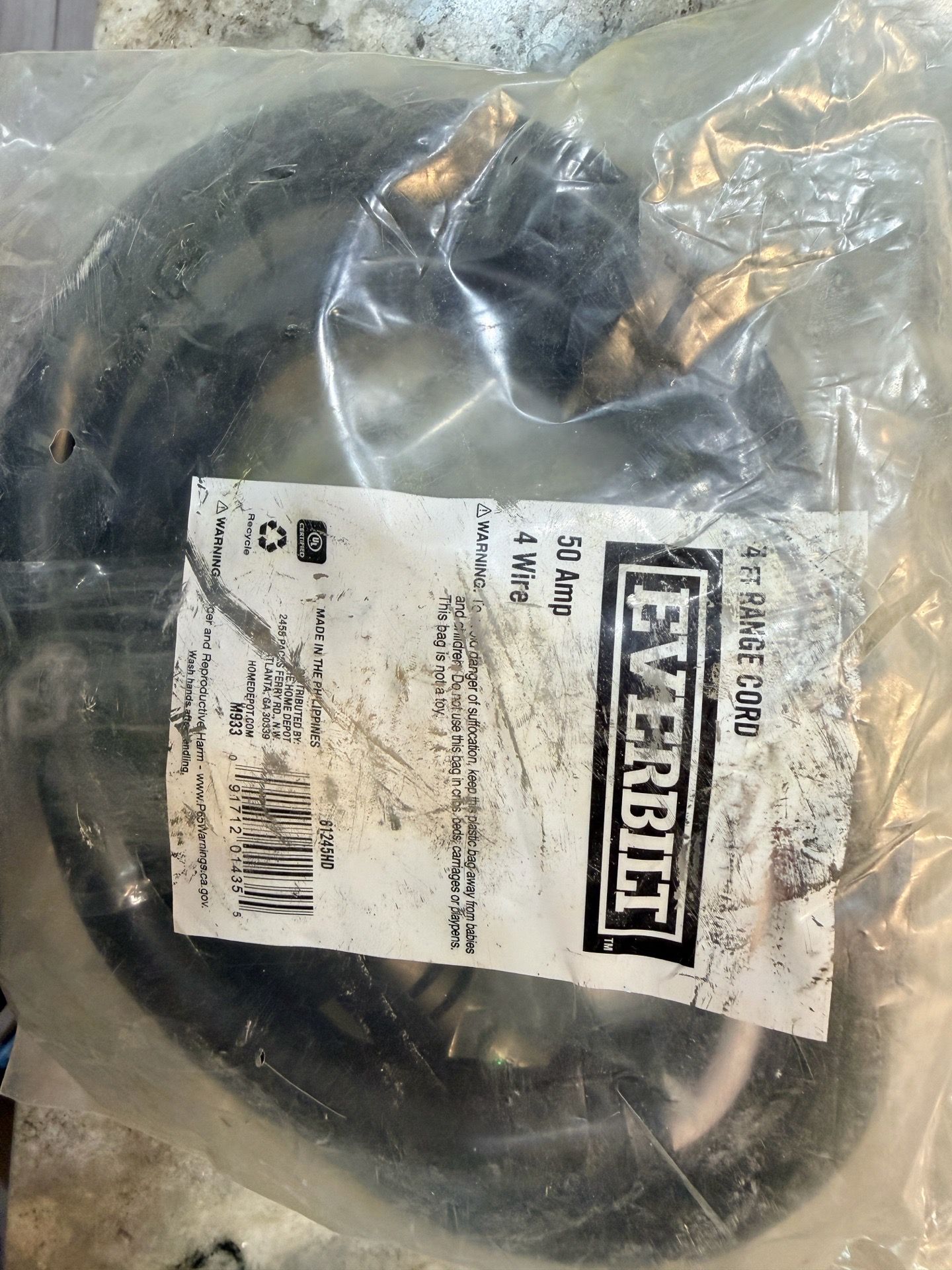 EVERBILT 4 FT 50 Amp 4 Wire Range Cord
