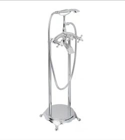 AKDY
3-Handle Freestanding Floor Mount Claw Foot Tub Faucet Bathtub Filler with Telephone Hand Shower in Chrome