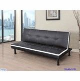 72" long ( 6 ft ) black Futon sofa bed with white trimmed ( new )