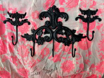 New Ornate Wall Hooks / Decorative Iron Hooks (Set)