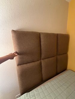 Upholstered Fabric Headboard Brown Tufted