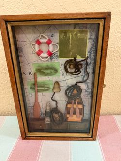 Vintage Nautical Theme Shadow Box Display 8” x 11.75” x 3”