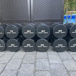Iron Grip Brand Commercial Gym Quality Urethane Dumbbells - 75, 80, 85, 90, 95 And 100