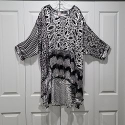 Plus Size STERLING STYLES (One Size) ARTSILK Semi Sheer Hi-Low Tunic Top Or Swimsuit Cover Up Excellent Condition Price Is Firm Cash Only 